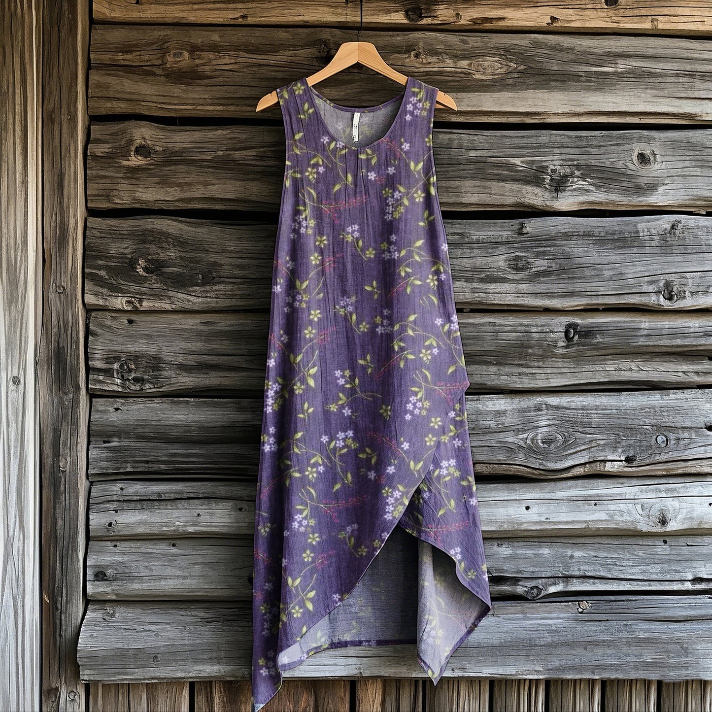 Women's Bohemian Style Flowers Art Irregular Design Sleeveless Dress elevenforest