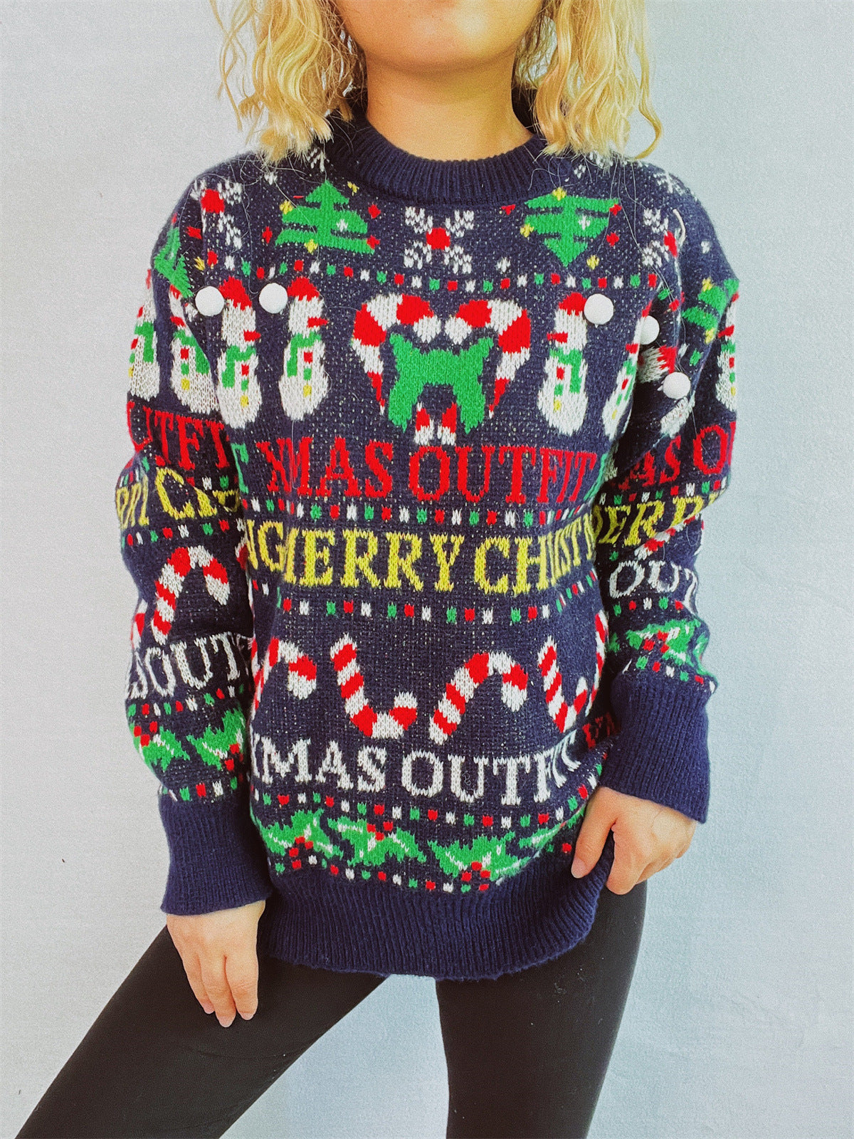 Catarina® | Christmas pattern crew neck long sleeve sweater