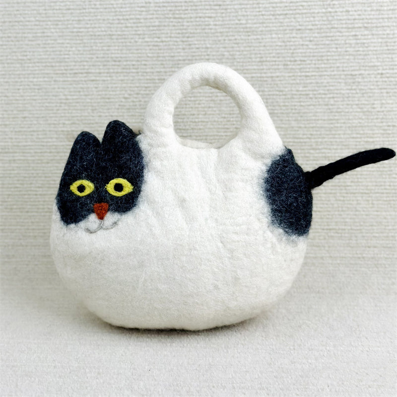 Lovely Cat Inspired Handmade Felt Handbag elevenforest