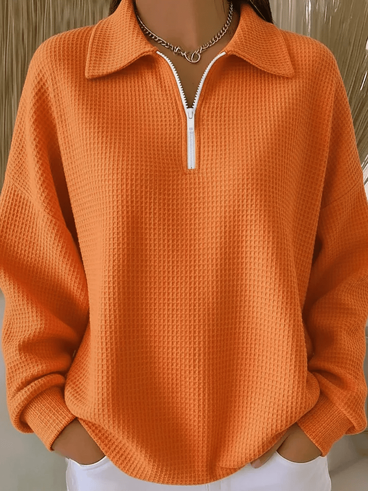 Women'S Casual Loose Waffle Sweatshirt