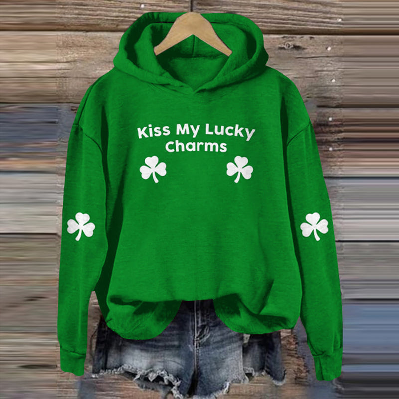 Comstylish Kiss My Lucky Charms St. Patrick's Day Casual Hoodie