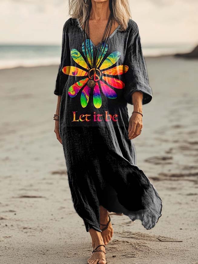 Women's Ler Ir Be Kaleidoscope Floral Hippy Print Art Print Pocket Cot