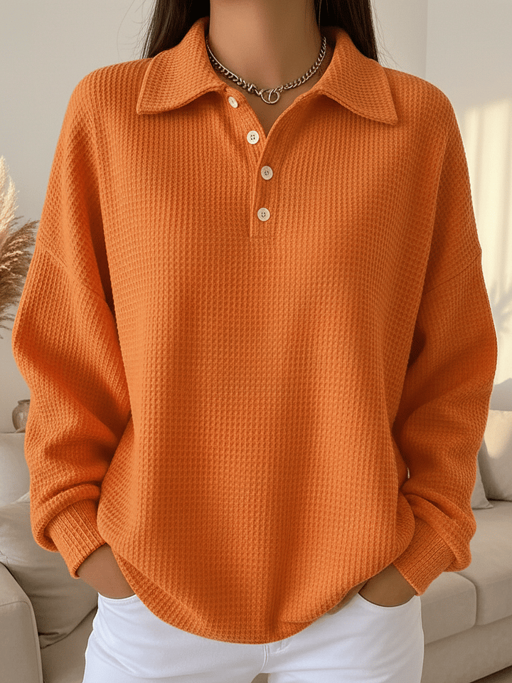 Women'S Casual Loose Waffle Sweatshirt