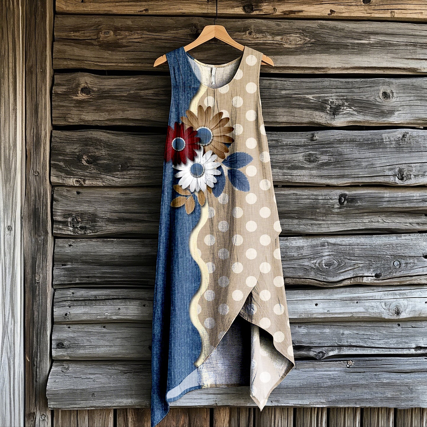 Women's Vintage Floral Art Irregular Dress elevenforest