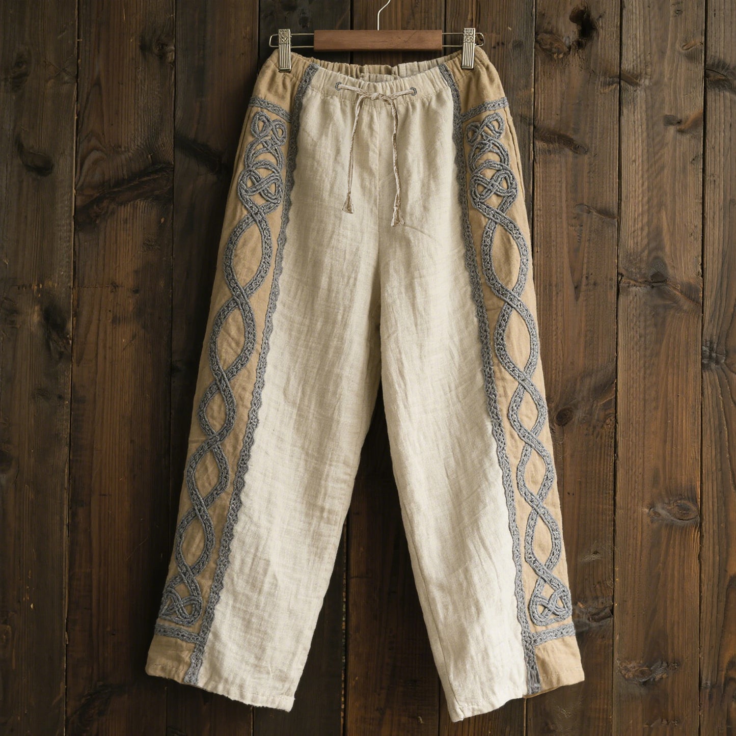 Women's Celtic Knot Embroidery Lace Art Comfort Casual Pants elevenforest