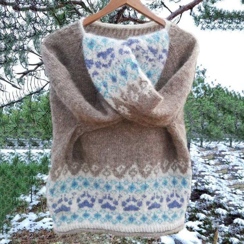 Vintage Icelandic Cute Knit Jacquard Warmth Crew Neck Sweater(Unisex) elevenforest