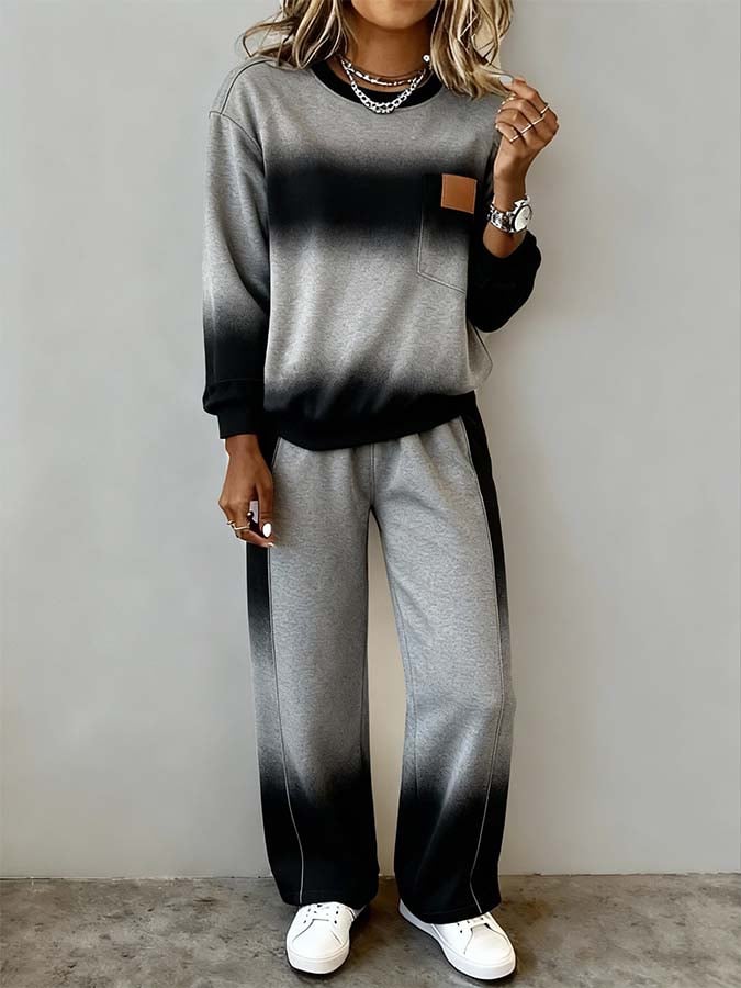 Women'S Casual Contrast Gradient Pants Set