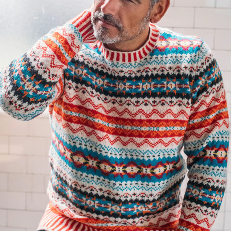 Vintage Brodie Knit Jacquard Icelandic Crew Neck Sweater(Unisex ) elevenforest