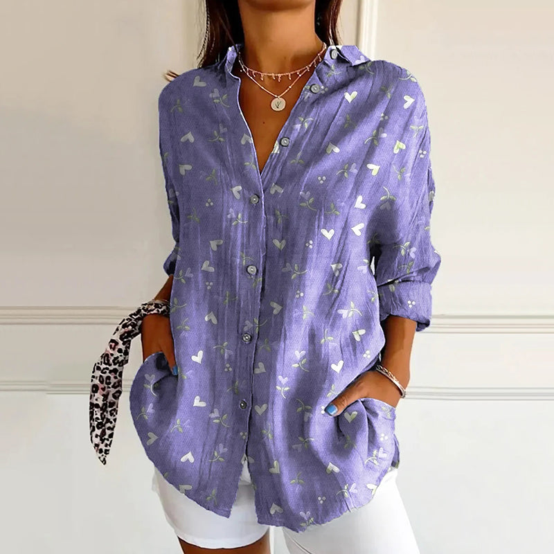 Women's Vintage Floral Print Casual Cotton Shirt elevenforest