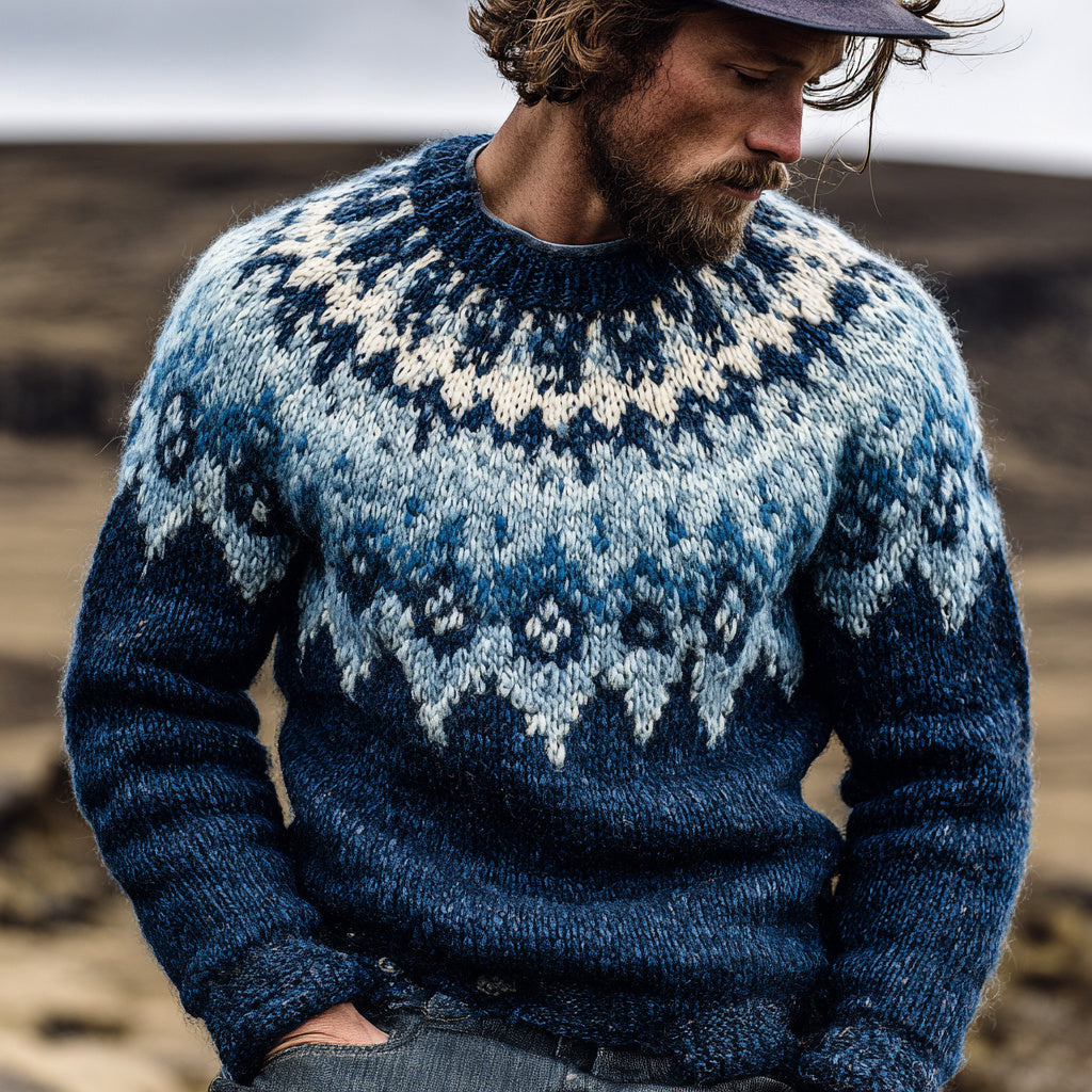Vintage Fair Isle Norwegian Knit Jacquard Crew Neck Sweater elevenforest