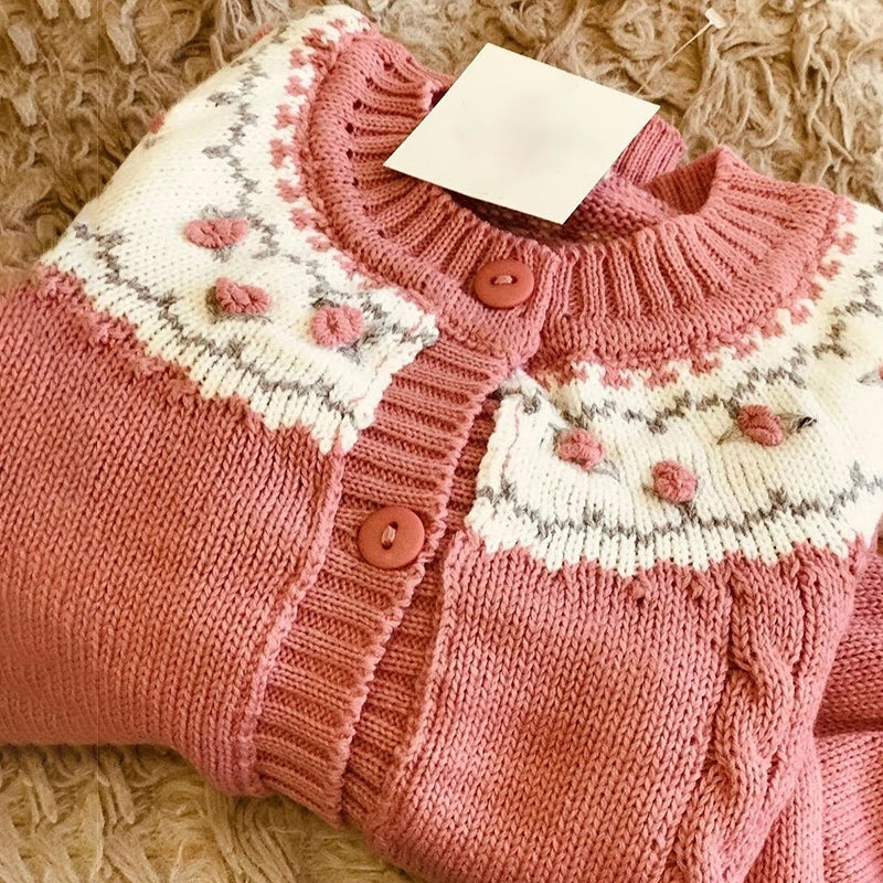 Women's Icelandic Floral Button Art Cozy Sweater artswardrobe