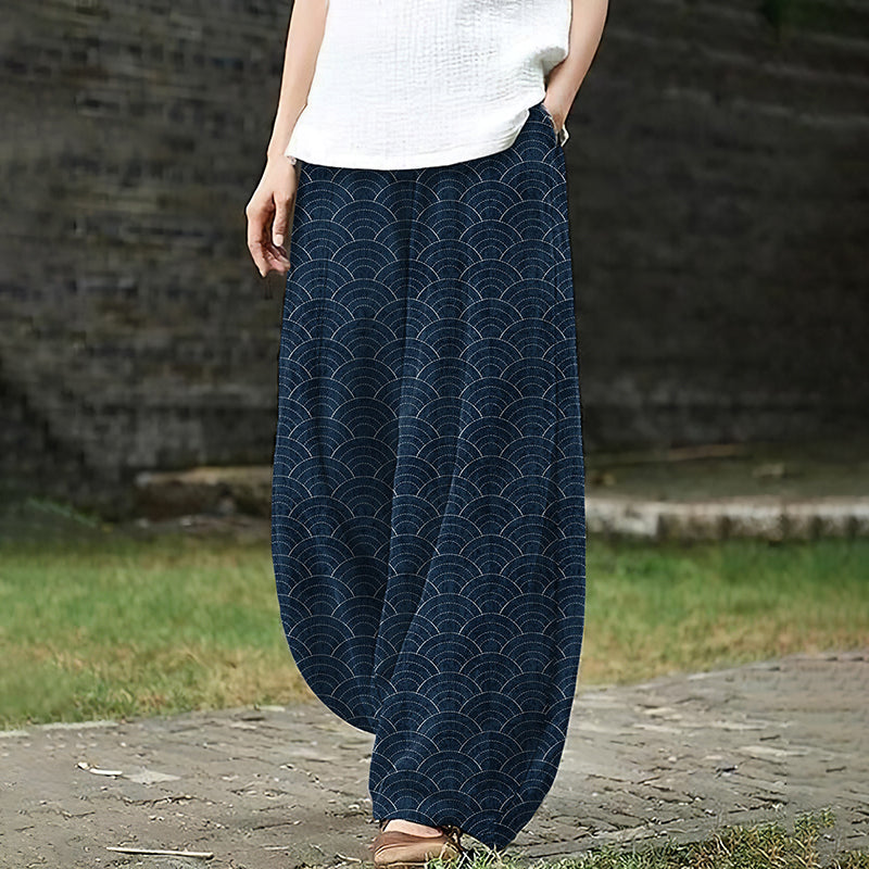 Women'S Japanese Waves Art Loose Casual Pants elevenforest