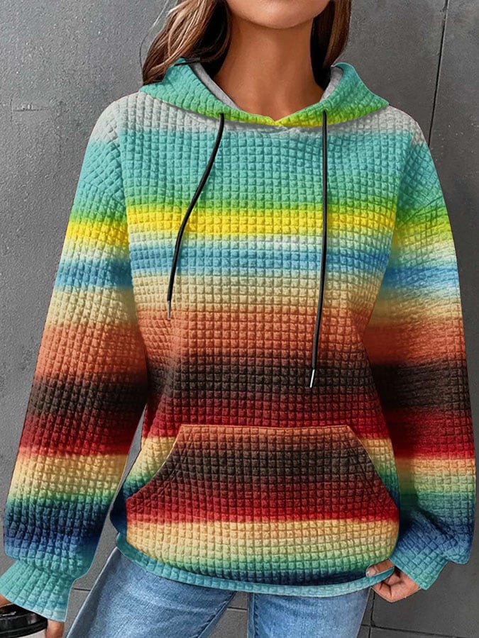 Women's Contrast Print Hooded Long Sleeve Sweatshirt