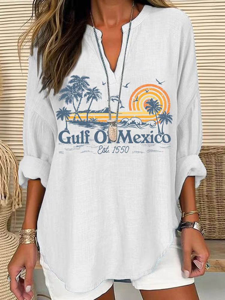 Comstylish Women's Gulf Of Mexico Casual Printed Shirt