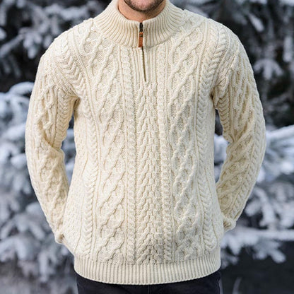 Vintage Traditional Chunky Knit Warm Zip-Up Sweater elevenforest