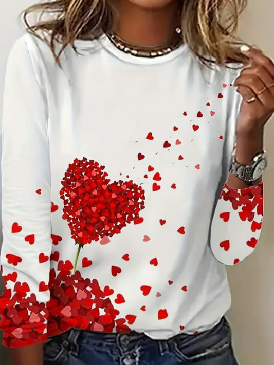 Comstylish Women's Heart Floral Print Sweatshirt