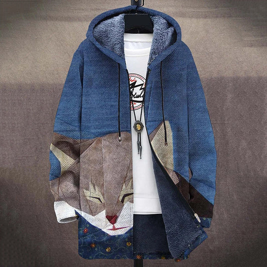 Vintage Retro Cat Patchwork Art Sweater Cardigan Coat elevenforest