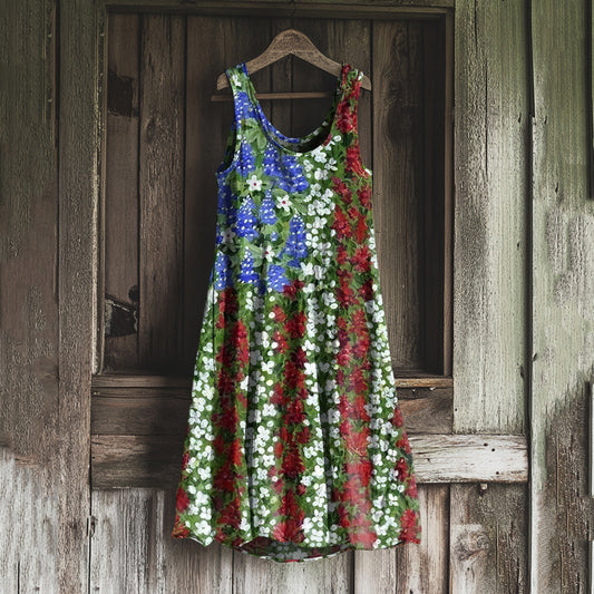 Women's American Independence Day Flag Print Sleeveless Dress elevenforest