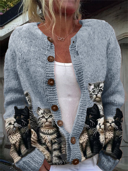 Fuzzy Cats Crochet Art Cozy Knit Cardigan elevenforest