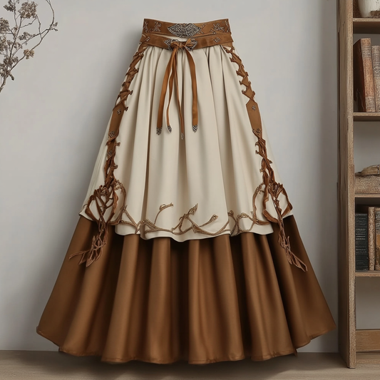 Women's Vintage Viking Rune Cotton And Linen Casual Skirt elevenforest