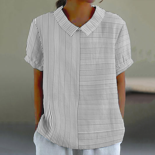 Women'S Vintage Stripe Pattern Casual Lapel Shirt elevenforest