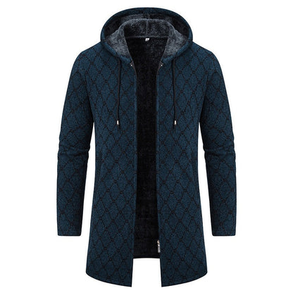 Men's Vintage Knitted Pattern Comfortable Plush Hooded Coat artswardrobe