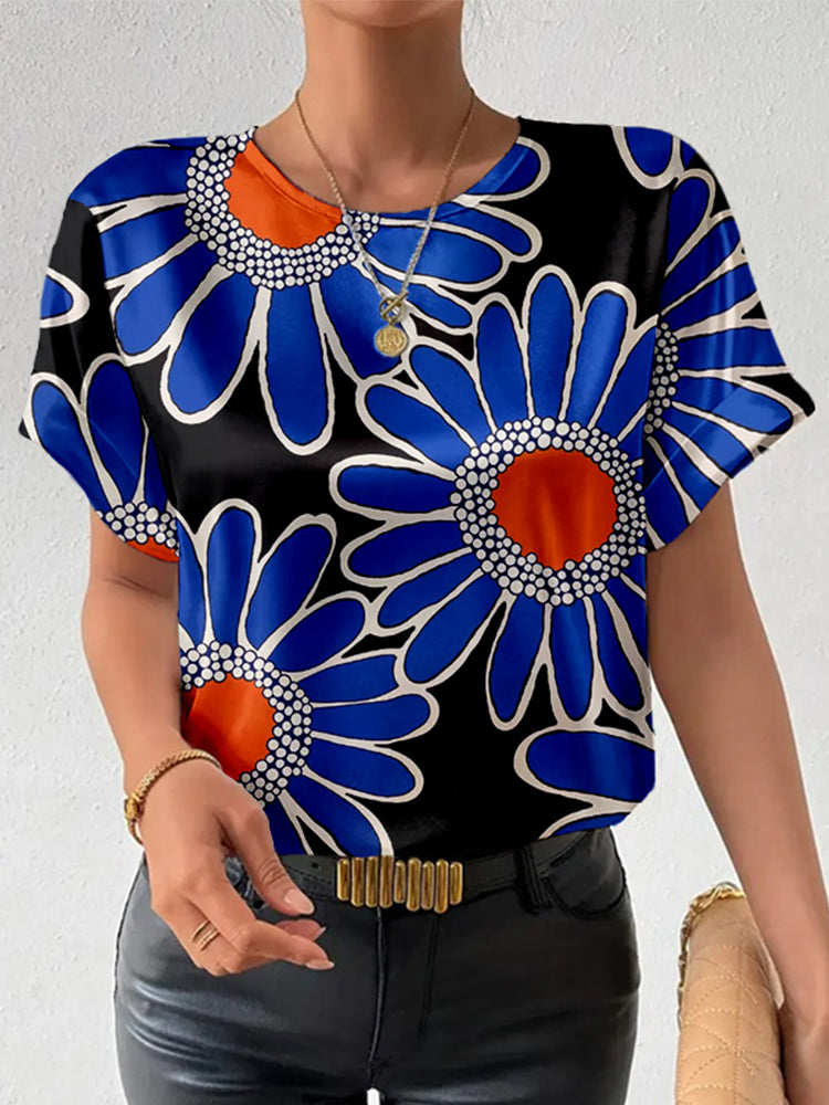 Japanese Flower Art Pattern Casual T Shirt elevenforest