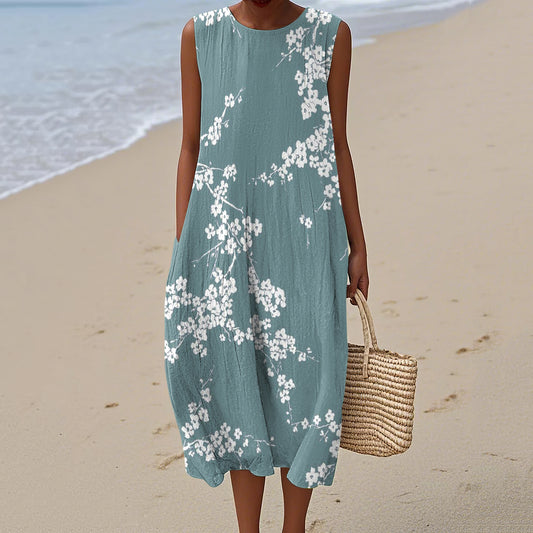 Vintage Floral Art Linen Tank Dress elevenforest