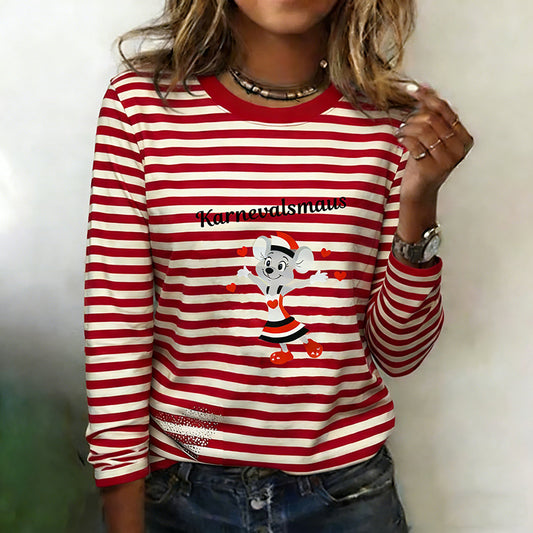 Comstylish Women's Cologne Carnival Mouse Graphic Crew Neck T-shirt