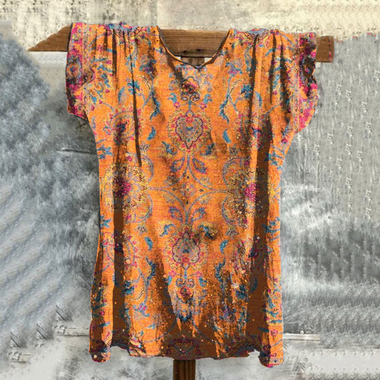 Comstylish Vintage Retro Bohemian Style Ethnic Totem Pattern Art Graphic Art Cotton T-shirt