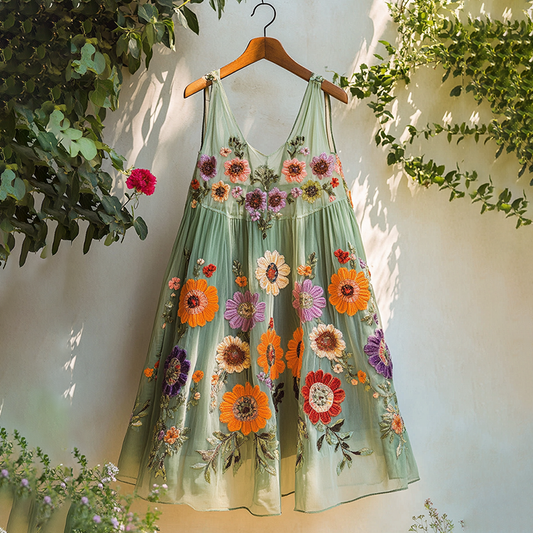 Vintage Bohemian Floral Embroidered Sleeveless Top elevenforest