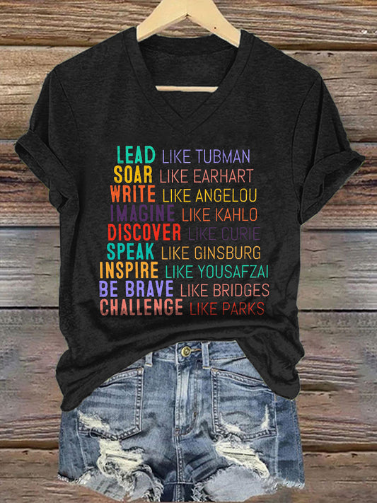 Comstylish International Women’s Day Inspired Print V-neck T-shirt