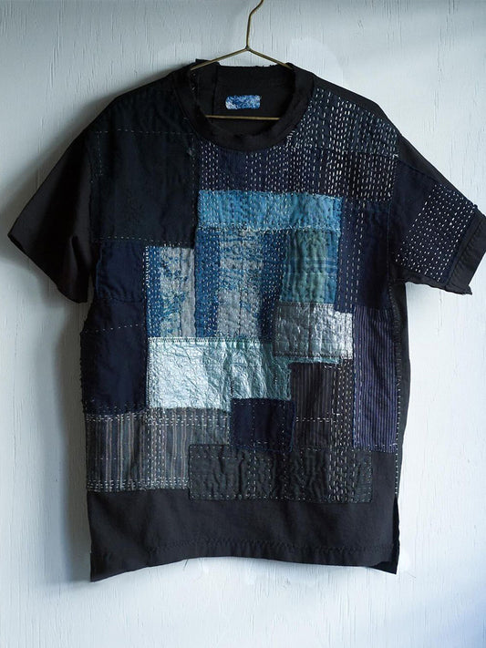 Women's Vintage Patchwork Embroidered Linen Blend Shirt elevenforest