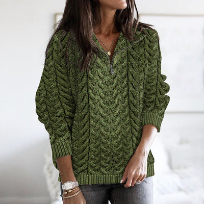 Women's Super Soft Honeycomb Half Zip Aran Sweater elevenforest
