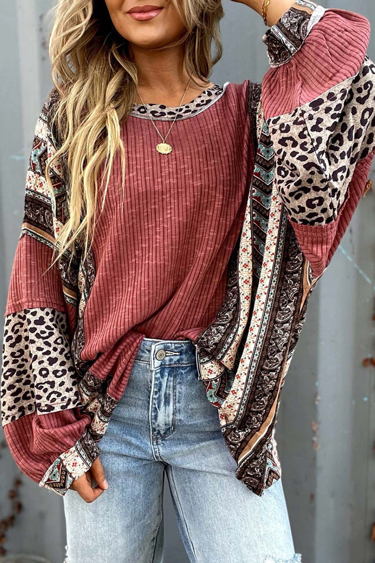 Edna® | Striped sweater with leopard contrast