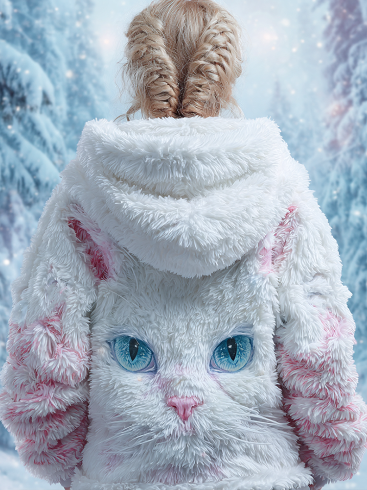 Comstylish Lady Cute Cat Winter Warmth Flannel Coat