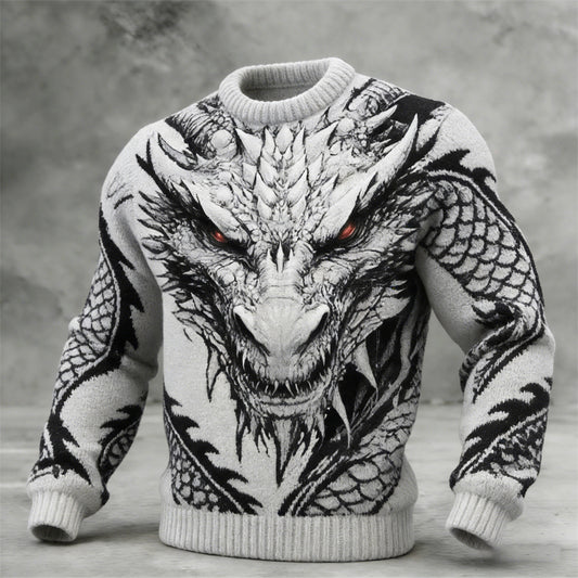 Men's Celtic Dragon Pattern Knit Sweater elevenforest