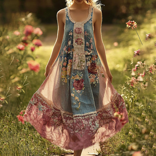 Women's Breast Cancer Awareness Holiday Floral Maxi Dress elevenforest