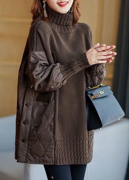 Claudia® | Simple turtleneck patchwork knit sweater