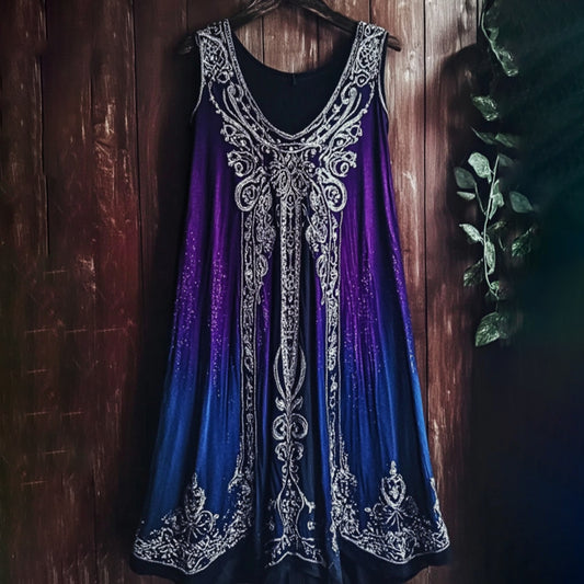 Vintage Viking Violet Gradient Pattern Comfy Tank Dress elevenforest
