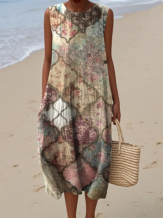 Women's Check Dog Art Print Dress elevenforest