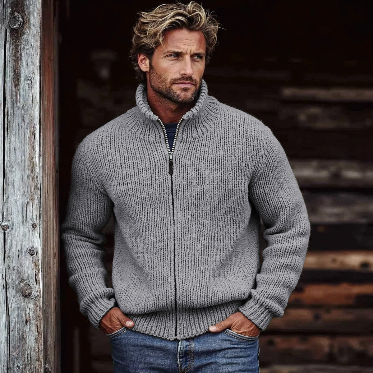 Men's Vintage Solid Color Turtleneck Sweater artswardrobe