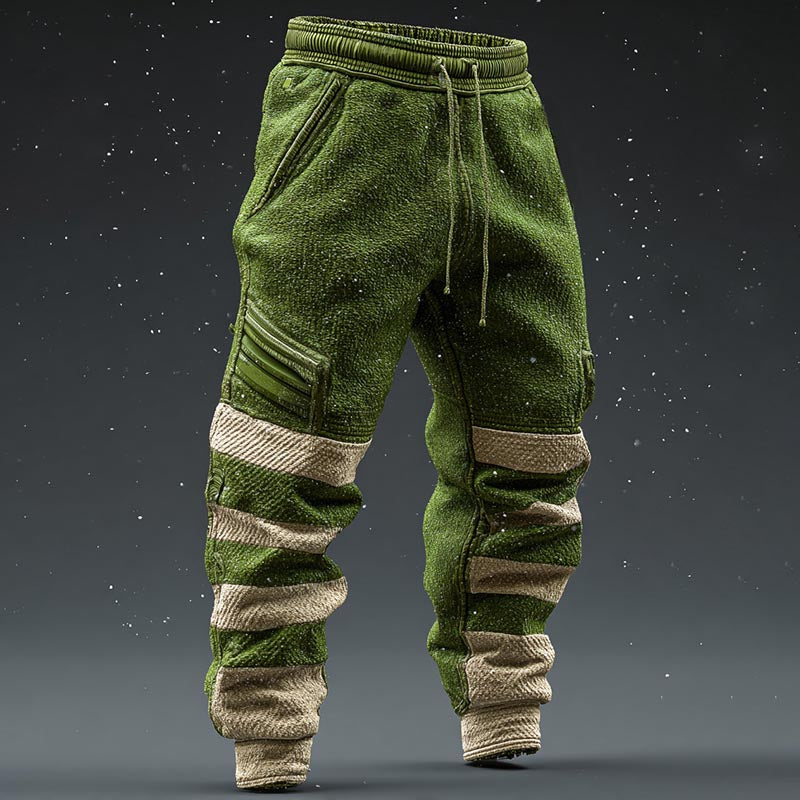 Christmas Striped Thickened Knitted Fabric Cold-resistant Sports Pants elevenforest