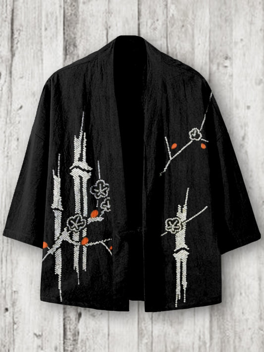 Elegant Japanese Shibori Hanami Pattern Kimono Cardigan elevenforest