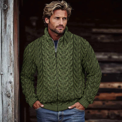 Men's Super Soft Honeycomb Zipper Aran Sweater elevenforest