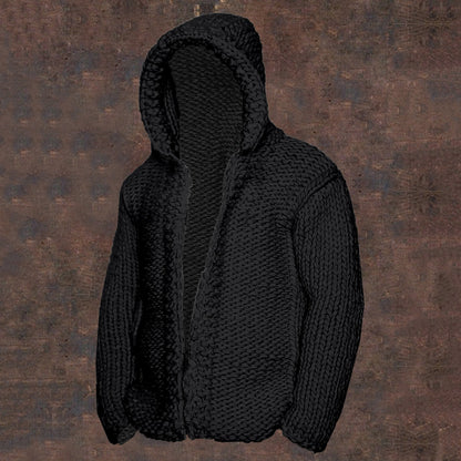 Vintage Cable Knit Basic Zipper Up Hooded Sweater elevenforest