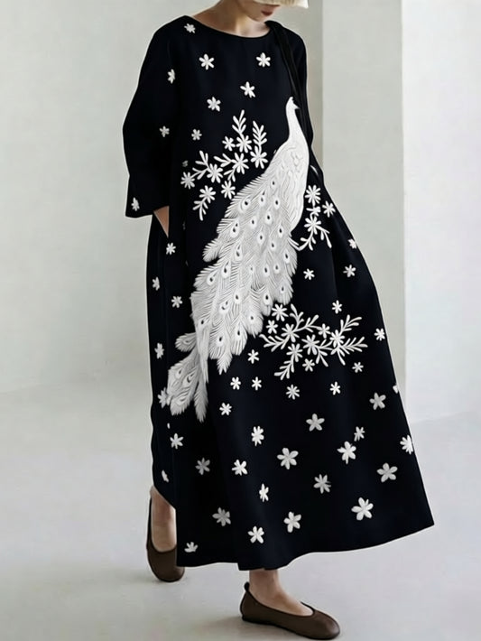 Comstylish Japanese Art Retro Leisure Linen Dress