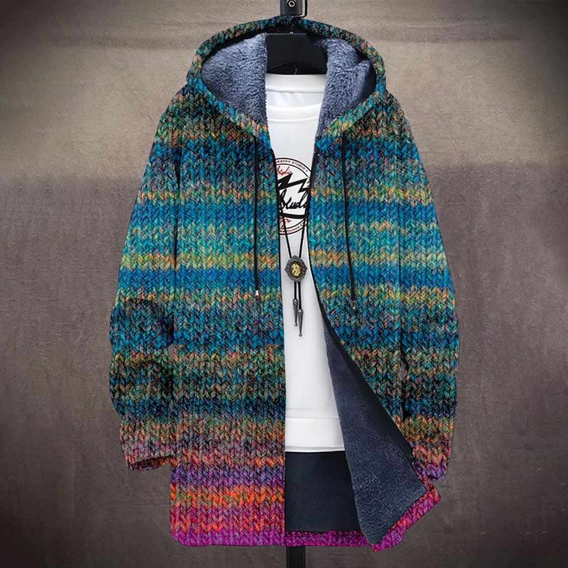 Vintage Icelandic Geometric Knitted Cozy Plush Coat artswardrobe