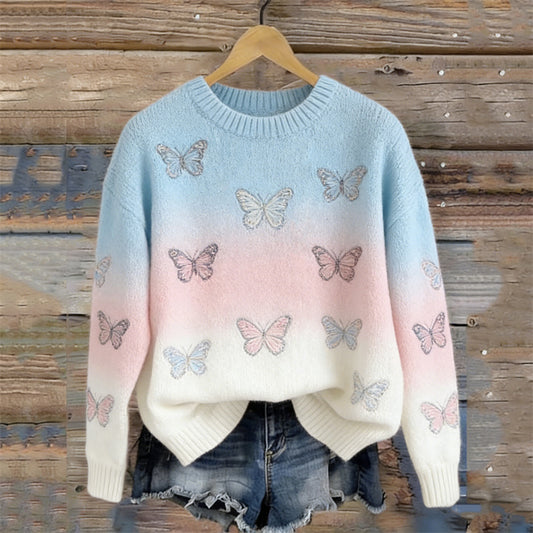 Comstylish Butterflies Trans Gradient Cozy Knit Sweater