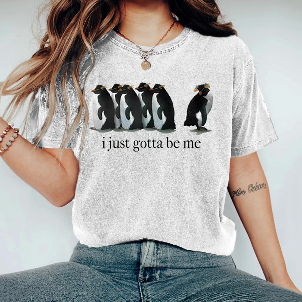 Comstylish Lonely Penguin Walking Nihilist Retro T-shirt Short Sleeve